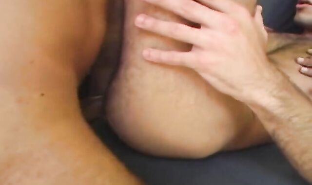 adorable-looking latino fag three way in the living guest room