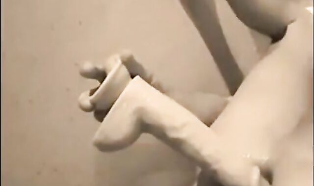 Big dildo balls deep in twink