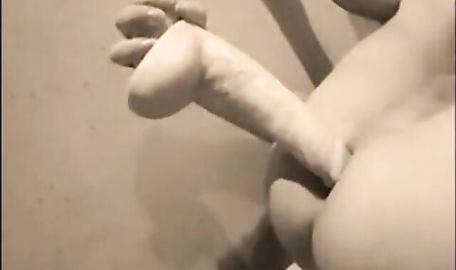 Big dildo balls deep in twink