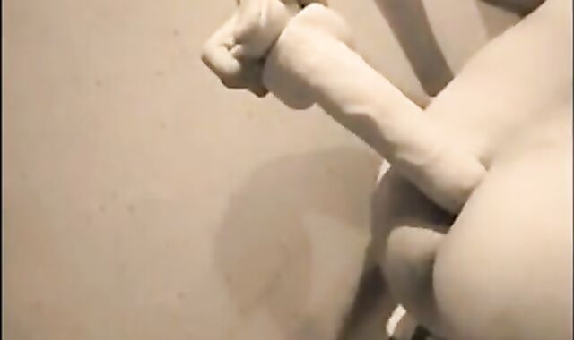 Big dildo balls deep in twink