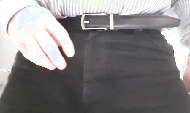 Little cock daddy wank at work with big cum spurt 3