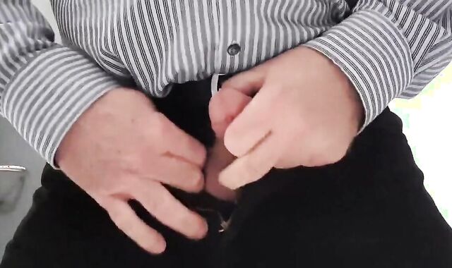 Little cock daddy wank at work with big cum spurt 3