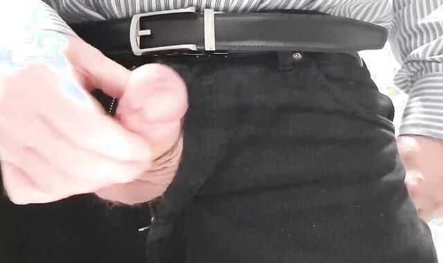 Little cock daddy wank at work with big cum spurt 3
