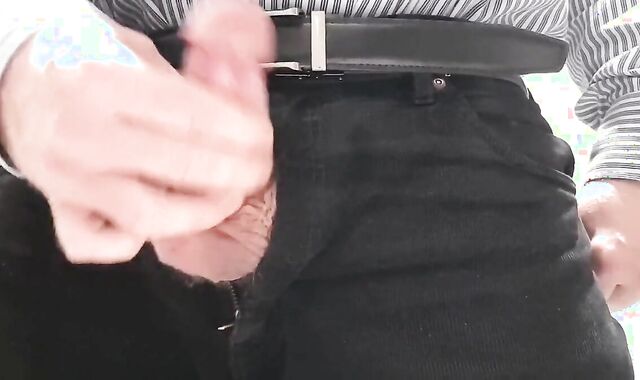 Little cock daddy wank at work with big cum spurt 3