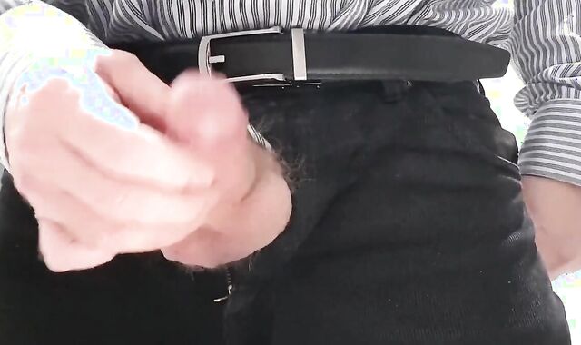 Little cock daddy wank at work with big cum spurt 3