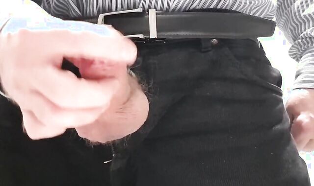Little cock daddy wank at work with big cum spurt 3