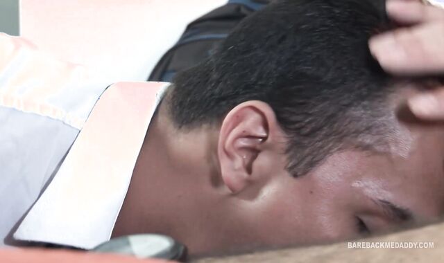 Sans a love glove Me Daddy - Youthfull Ramiro boinking with uncut trouser snake dad