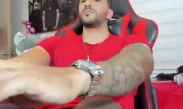 horny Latino Hunk With Tattoos Faps His ginormous darksome cock