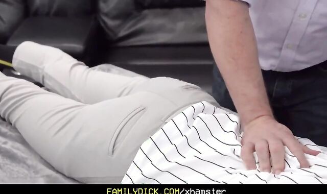 pumped up Stepson Ejaculates In His Step-father