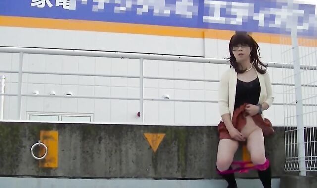 Japanese Crossdresser Outdoor Flashing.