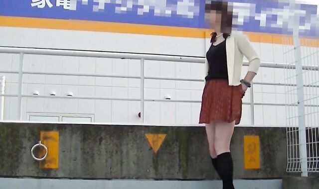 Japanese Crossdresser Outdoor Flashing.