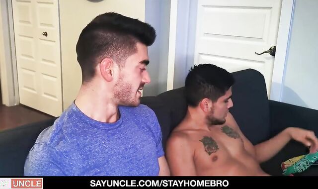 Eyes covered Roomy receives jizm-pump To Distract Him