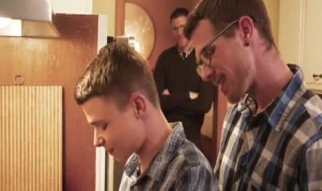 glamorous school-elder age teenager Barebacked By two Daddys