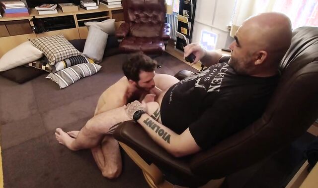 penis fellating Face Spanking And jizm Shooting