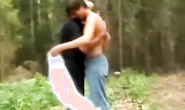 thin senior man engulfing & Getting pummeled outside