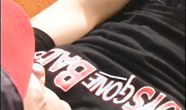 Father lays on the floor and uses a fake-meatpipe