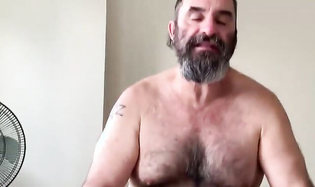 bushy Bearded round Daddy Hairy man Idolizing His Friens's Feet