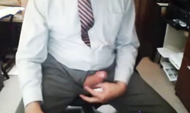 Grandpa in Suit Masturbating