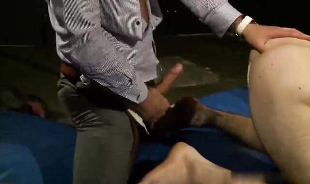 Wanking and fur covered couple