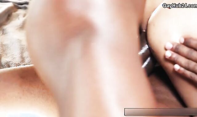 Double donk Penetration. Bicurious-racial trio With two BIG BLACK COCK