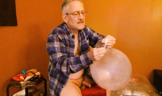 Balloonbanger 68) trio Med Size Balloons - Pop Jerk jizz - Dad