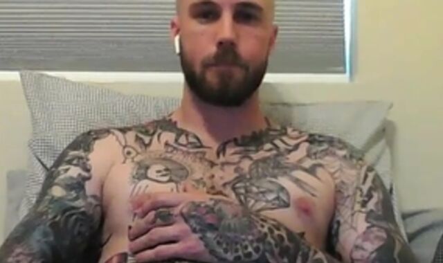 str8 Inked man ample dude-meat