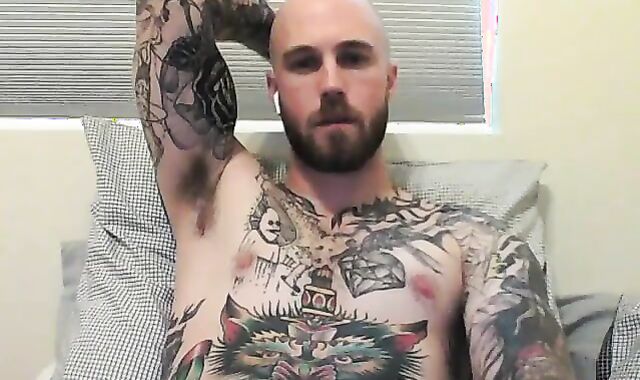 str8 Inked man ample dude-meat