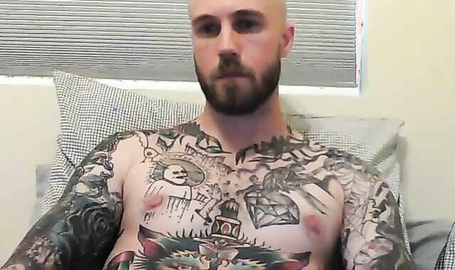 str8 Inked man ample dude-meat