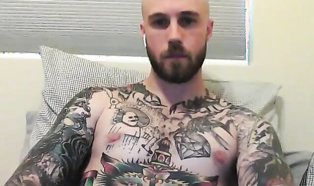 str8 Inked man ample dude-meat