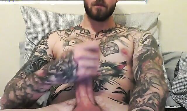 str8 Inked man ample dude-meat