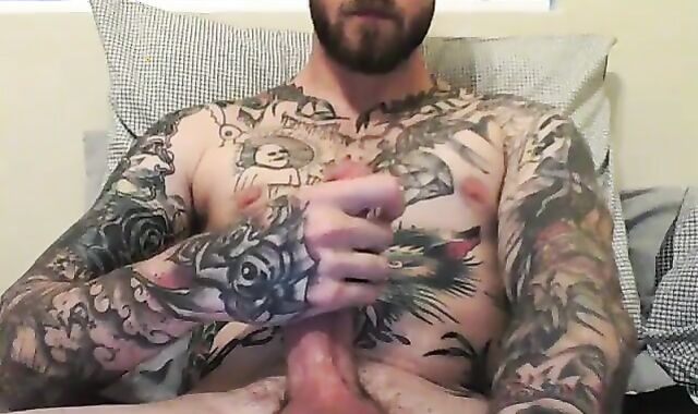 str8 Inked man ample dude-meat
