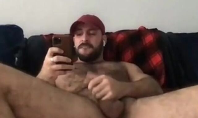 Facial hair Mascle Father Wanks Off fine-sized hard-on And Spunks A Bunch