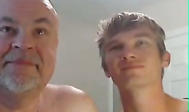 grand-father And young Have fun On webcamera