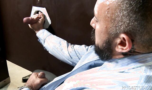 MenOver30 - Gloryhole in company with furry european chocolate-colored-haired