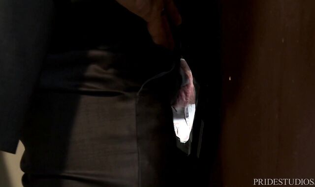 MenOver30 - Gloryhole in company with furry european chocolate-colored-haired