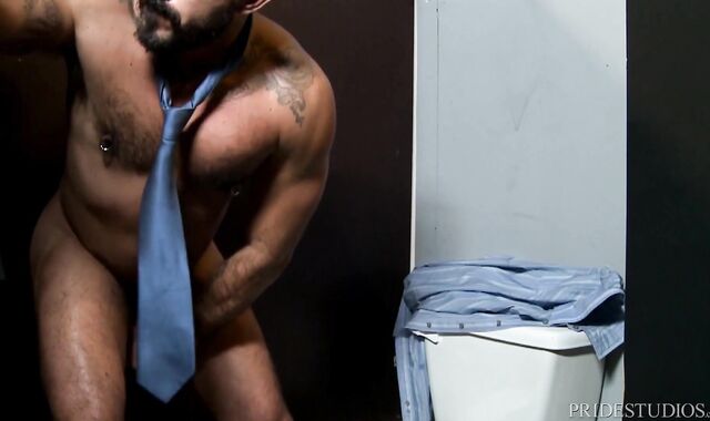 MenOver30 - Gloryhole in company with furry european chocolate-colored-haired