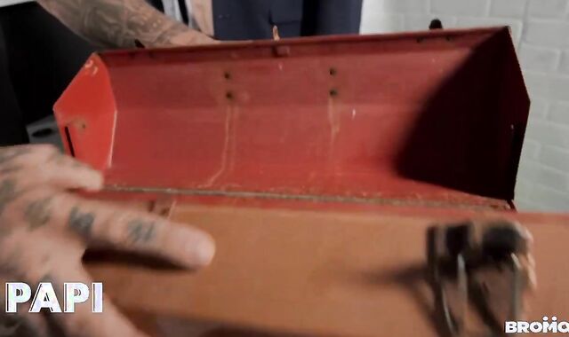 PAPI - Bo Sinn's Denim Zip Undress Is Open And He Stands In Front Of Rocky Vallarta While He Is Sitting