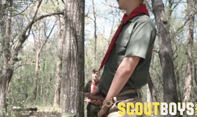 Dom strung up scoutmaster with mustache nails youngster rock stiff and raw