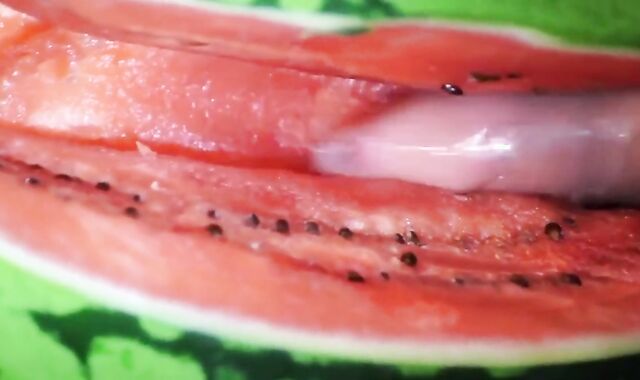 fruit fuck and self swallow - the best comes after cumming