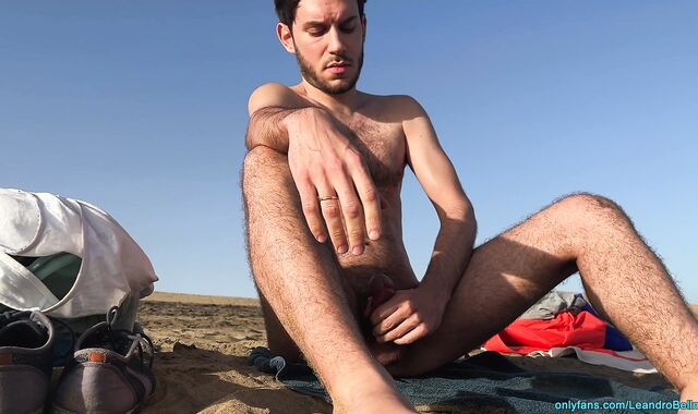 Public beach jerk off (and a man is watching me!)