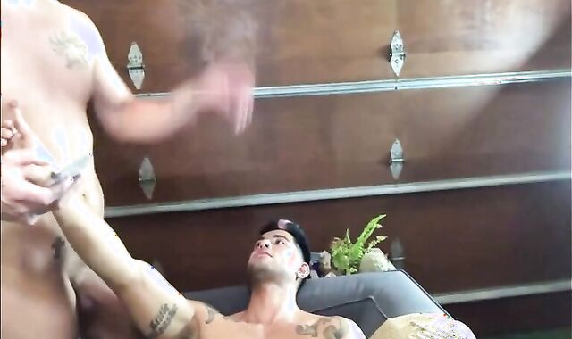 GayRoom brawny Muscle fellows bang