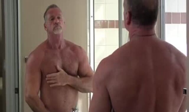 mind-deep-throating Muscle Father Mikey Bathroom jerk off & dude-juices