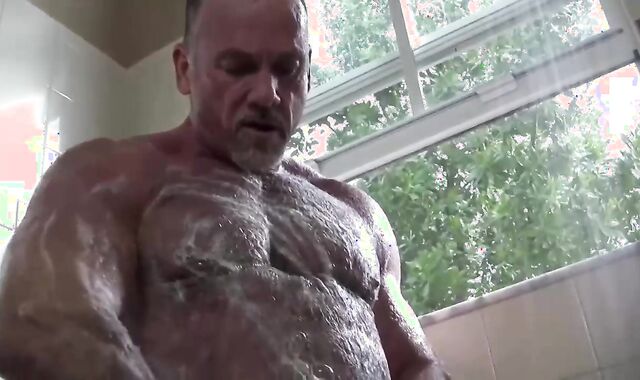 mind-deep-throating Muscle Father Mikey Bathroom jerk off & dude-juices
