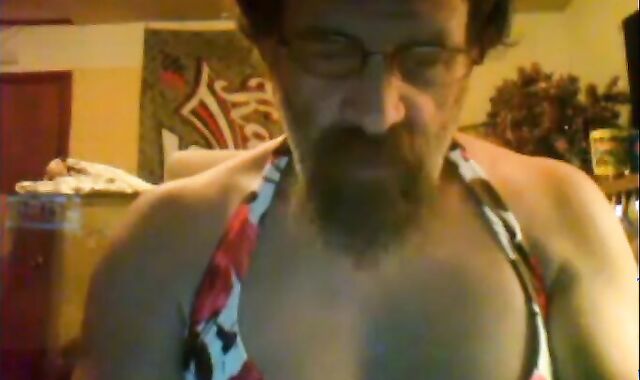 Slaveboy5050 Bearded Father Crossdressed On webcamera Compilation