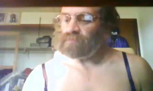 Slaveboy5050 Bearded Father Crossdressed On webcamera Compilation