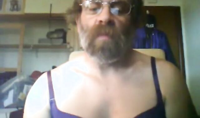 Slaveboy5050 Bearded Father Crossdressed On webcamera Compilation