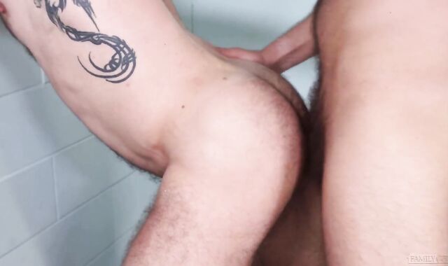 Family Creep: Inked european ebony-haired desires stiff stuffing