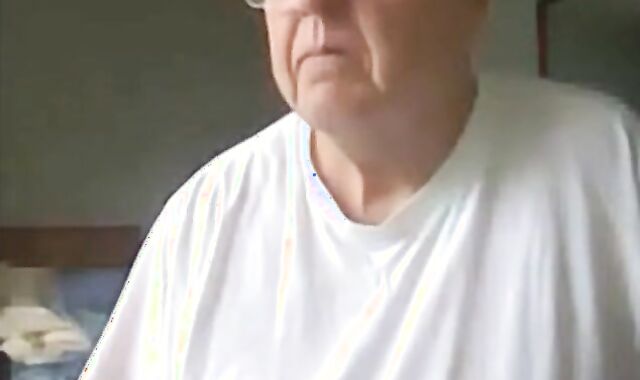 old man jerking his big dick