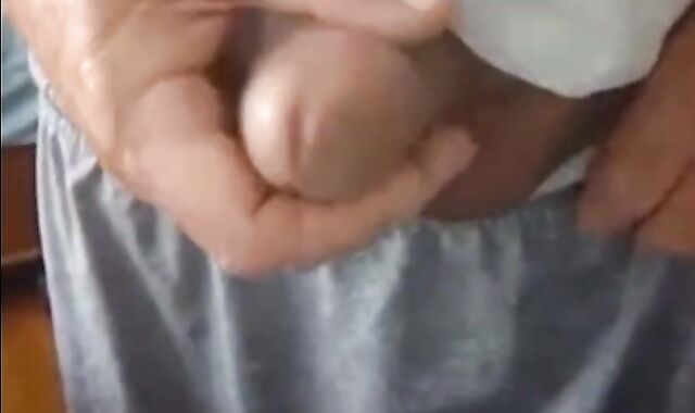 old man jerking his big dick