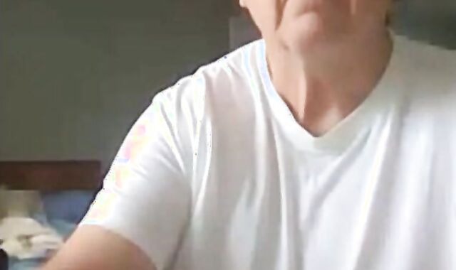 old man jerking his big dick